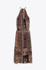 لباس بلند زنانه زارا METALLIC THREAD PRINTED DRESS