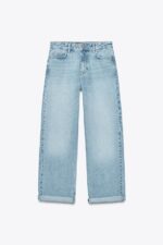 شلوار جین زنانه زارا Z1975 RELAXED FIT MID-WAIST JEANS WITH TURN-UP HEMS