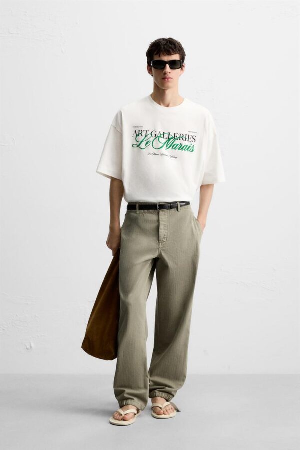 تیشرت مردانه زارا slogan print t-shirt