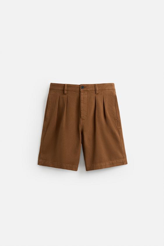 شلوارک مردانه زارا RELAXED FIT PLEATED BERMUDA SHORTS