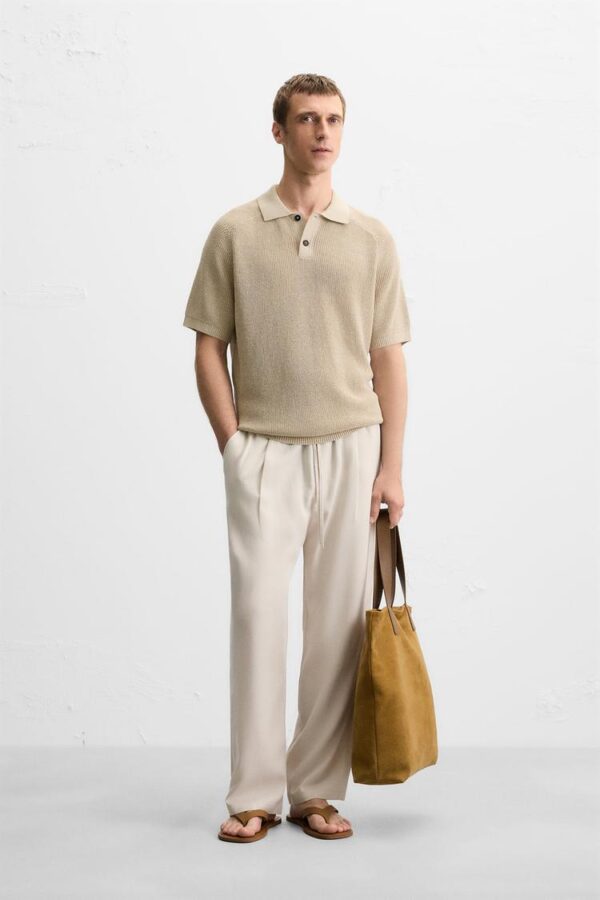پولوشرت مردانه زارا textured knit polo shirt