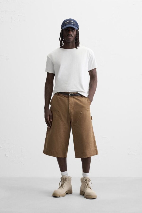 شلوارک مردانه زارا oversized fit carpenter bermuda shorts