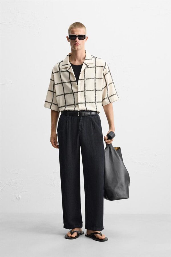 پیراهن مردانه زارا geometric embroidered shirt