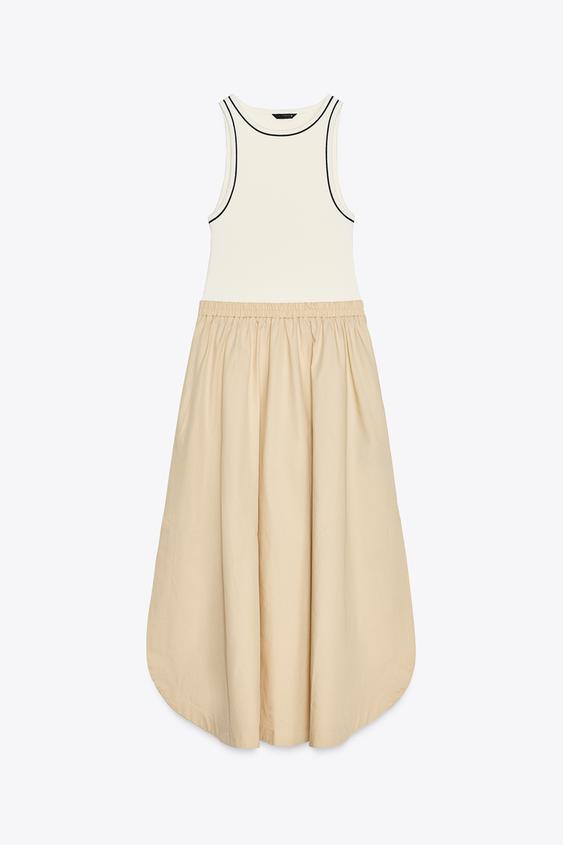 لباس میدی زنانه زارا CONTRAST MIDI DRESS