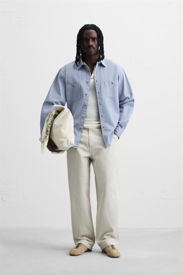 پیراهن مردانه زارا washed relaxed fit shirt