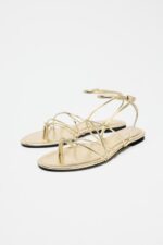 صندل زنانه زارا GOLD STRAPPY FLAT SANDALS