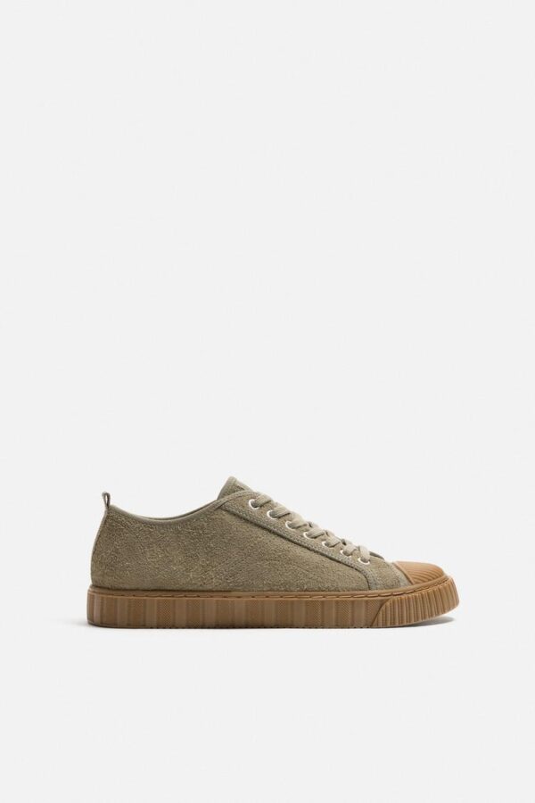 کفش اسپرت مردانه زارا contrast leather trainers