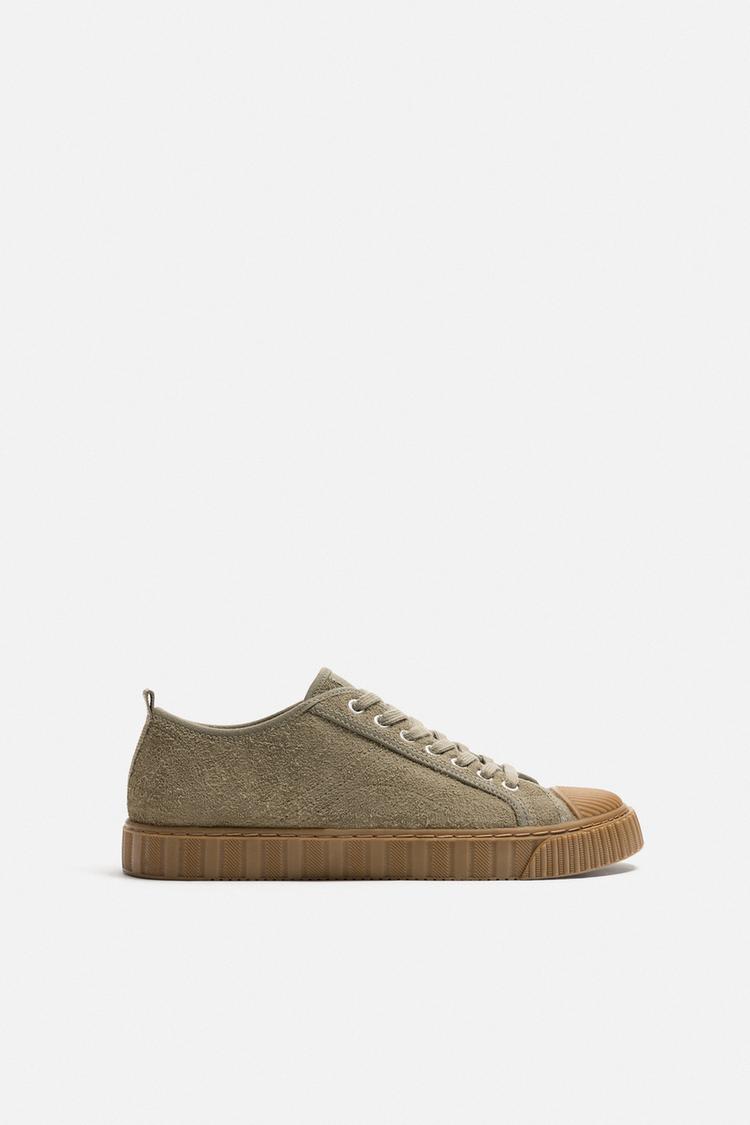 کفش اسپرت مردانه زارا contrast leather trainers