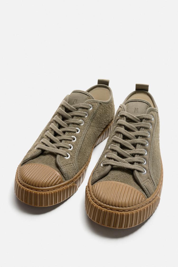 کفش اسپرت مردانه زارا contrast leather trainers