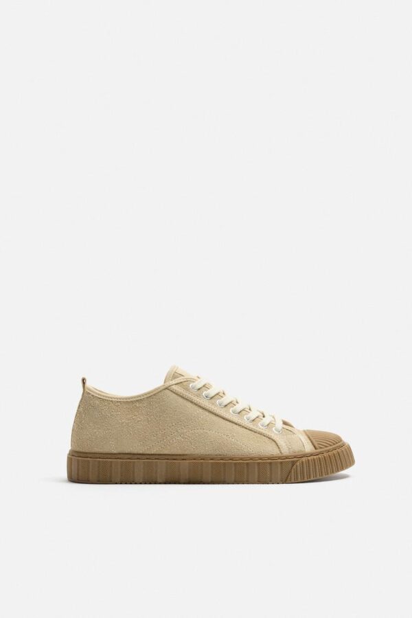 کفش اسپرت مردانه زارا contrast leather trainers