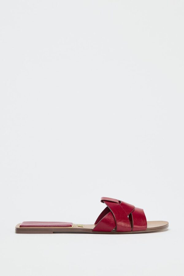 صندل زنانه زارا cross-over leather slides