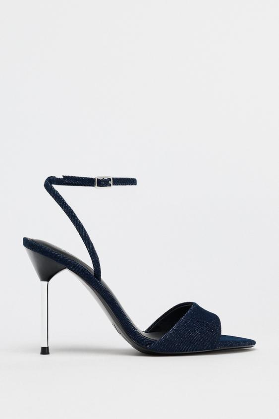 صندل جین پاشنه دار زنانه زارا high-heeled denim sandals
