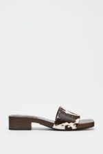 صندل زنانه زارا ANIMAL PRINT LEATHER AND SHEEPSKIN SANDALS