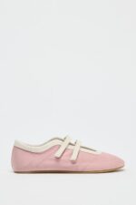 کفش بالرین اسپرت زنانه زارا SATIN EFFECT TOPSTITCHED BALLERINAS