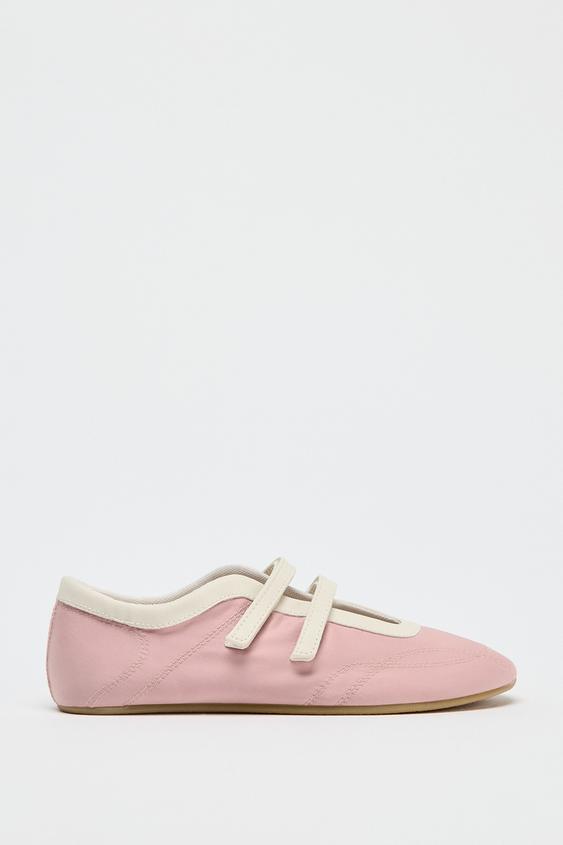 کفش بالرین اسپرت زنانه زارا satin effect topstitched ballerinas