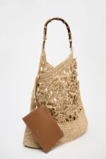 کیف زنانه زارا FLORAL BRAIDED TOTE BAG