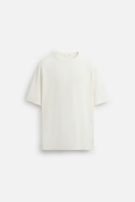 تیشرت مردانه زارا camiseta punto jacquard onda