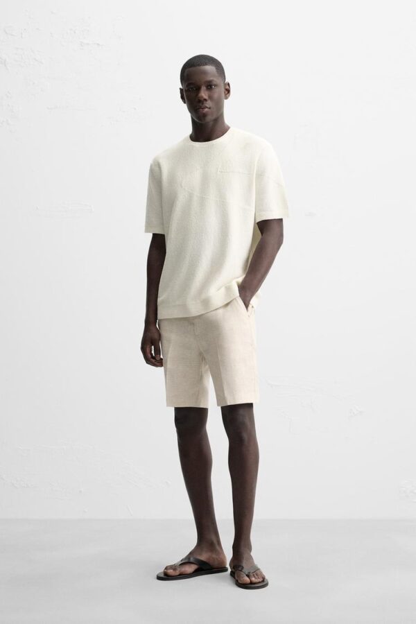 تیشرت مردانه زارا camiseta punto jacquard onda