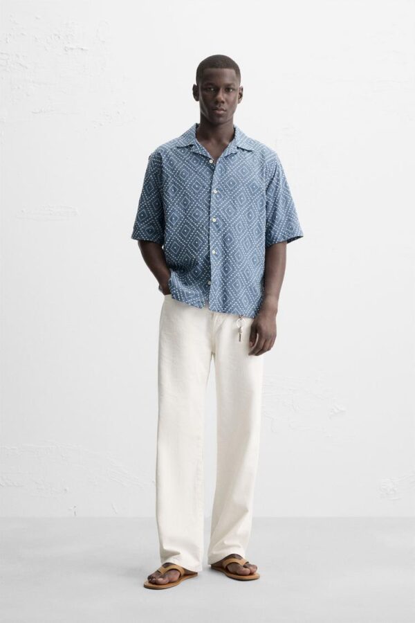 پیراهن مردانه زارا CONTRAST EMBROIDERY SHIRT