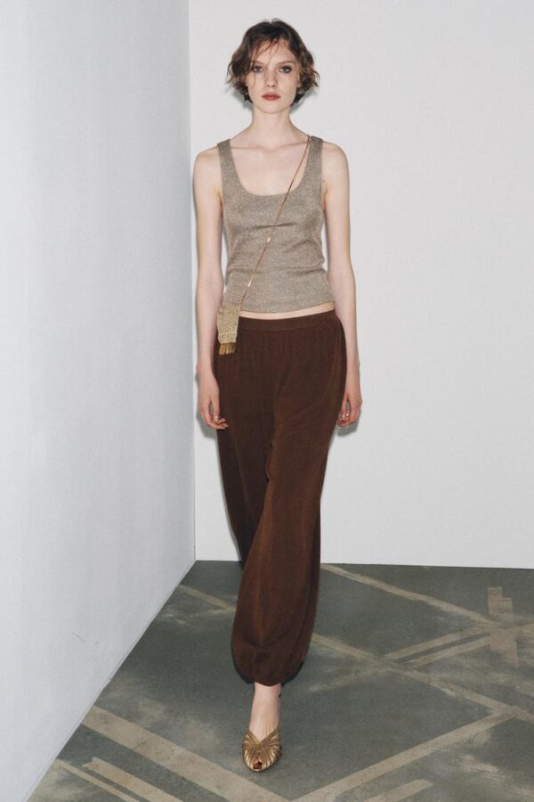 شلوار زنانه زارا balloon knit trousers