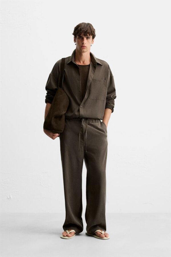 شلوار مردانه زارا relaxed fit flowing trousers