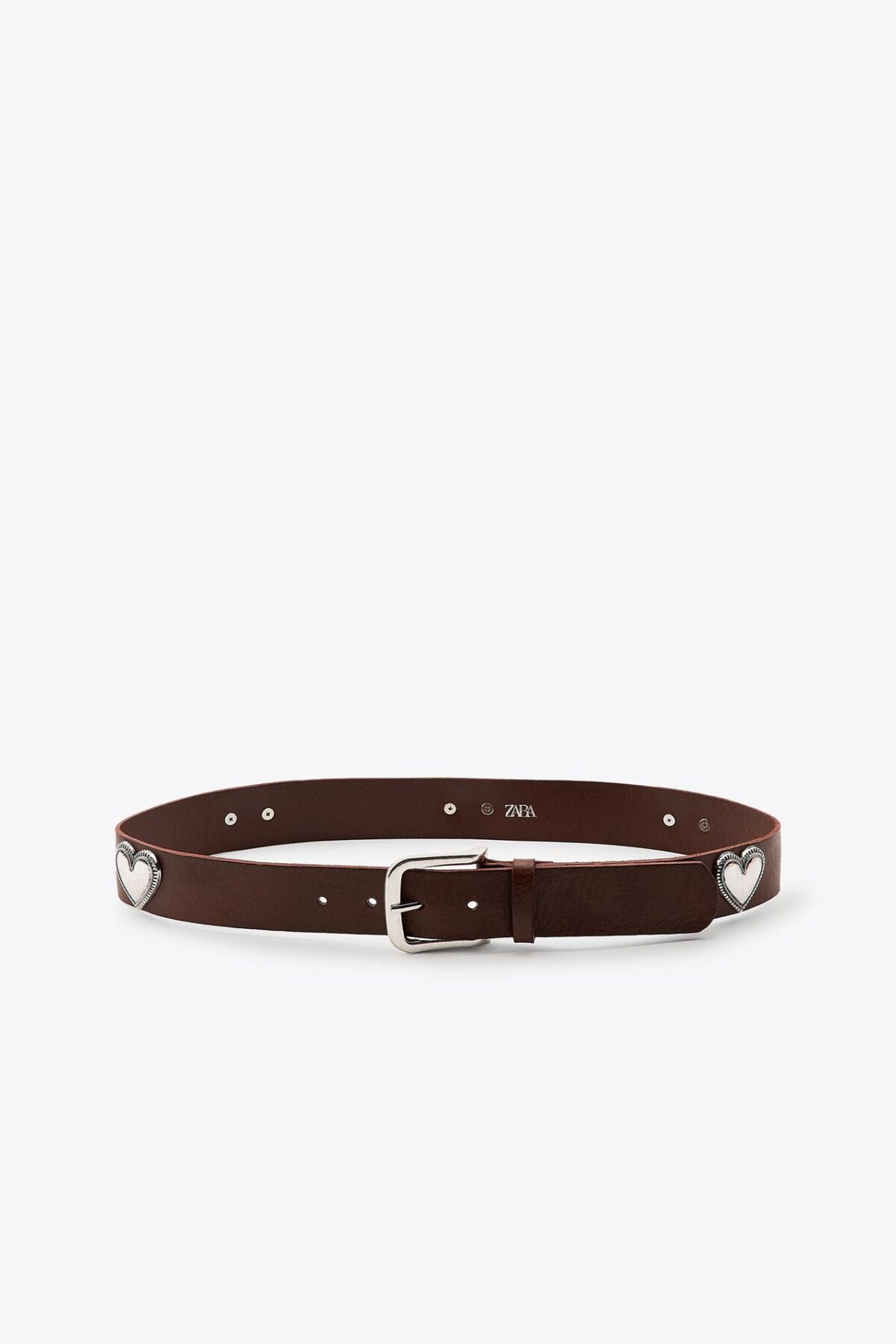 کمربند چرم زنانه زارا leather heart stud belt