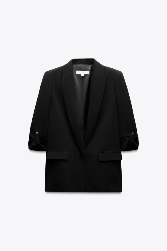کت زنانه زارا blazer with rolled-up sleeves
