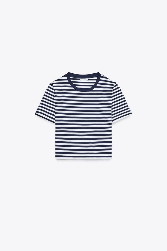 تیشرت زنانه زارا cropped stretch t-shirt