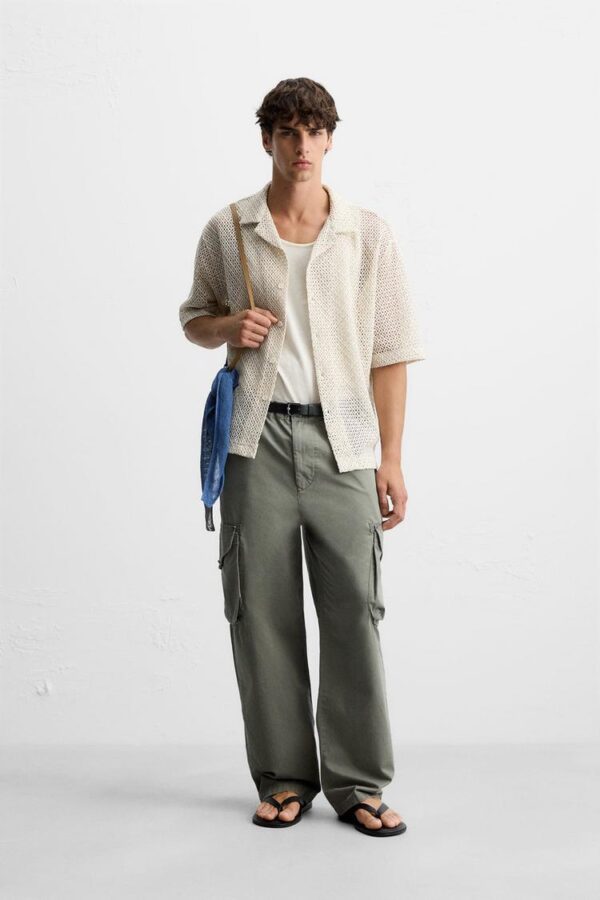 پیراهن مردانه زارا textured shirt with cutwork