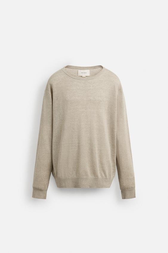 پلیور لینن مردانه زارا LIGHTWEIGHT LINEN SWEATER