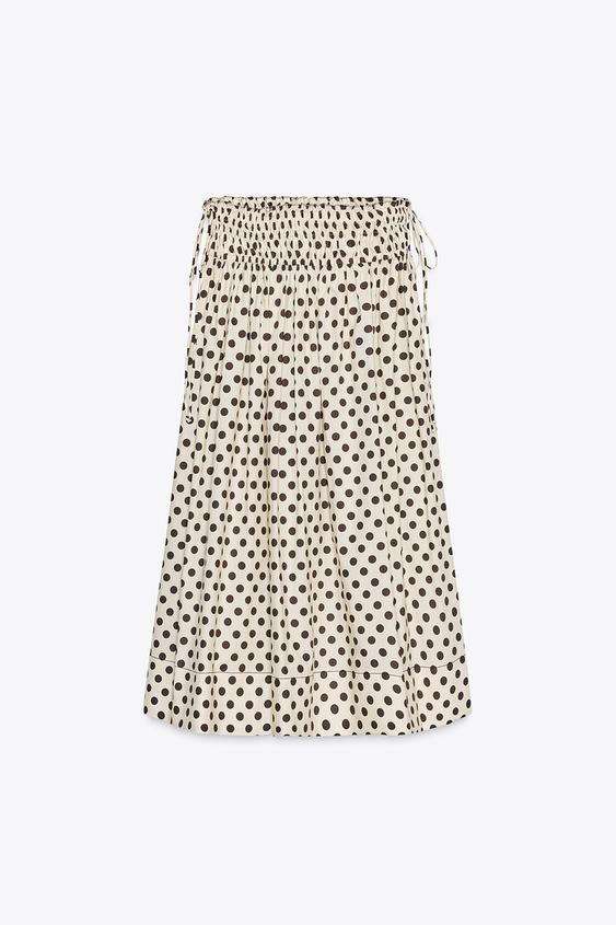 دامن میدی زنانه زارا ZW COLLECTION POLKA DOT MIDI SKIRT