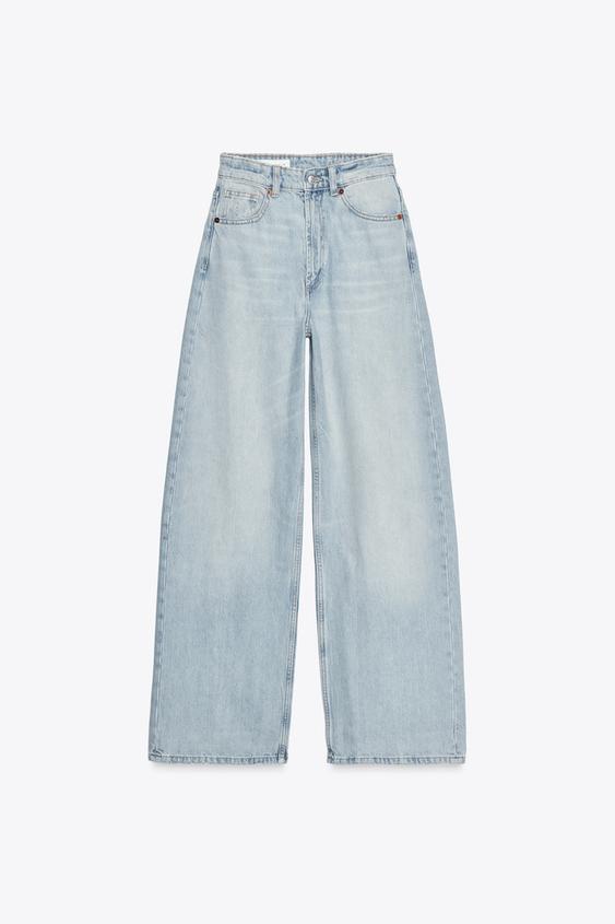 شلوار جین زنانه زارا trf extra wide-leg high-waist jeans