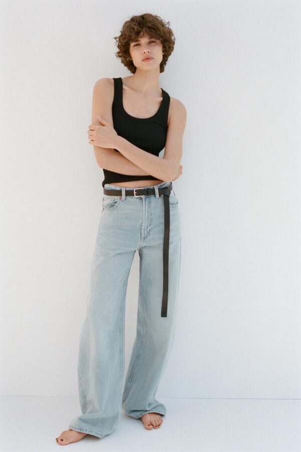 شلوار جین زنانه زارا trf extra wide-leg high-waist jeans