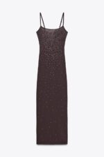 لباس بلند زنانه زارا RHINESTONE POLYAMIDE DRESS