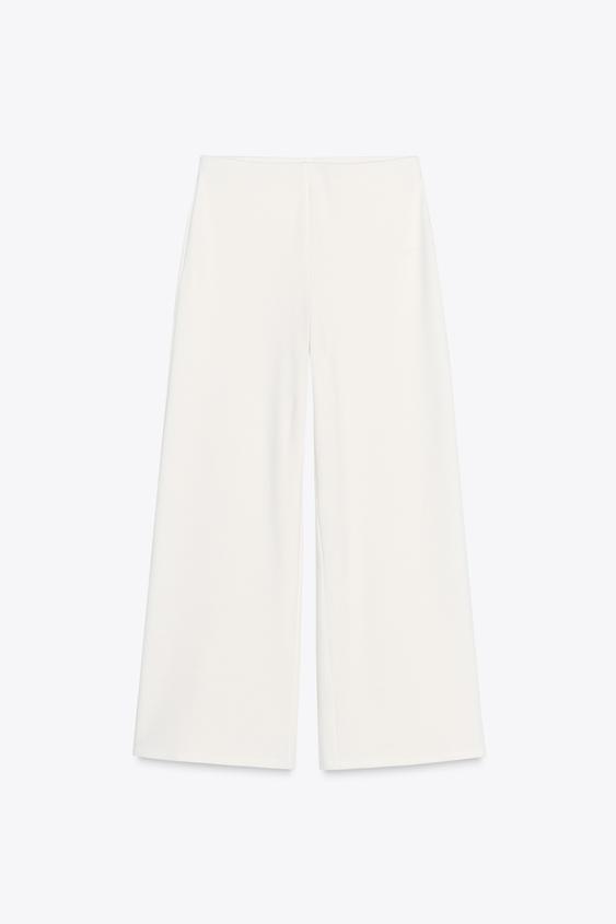 شلوار زنانه زارا textured wide-leg trousers