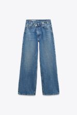 شلوار جین زنانه زارا TRF WIDE-LEG HIGH-WAIST JEANS WITH WRAPAROUND WAIST