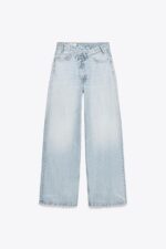 شلوار جین زنانه زارا TRF WIDE-LEG HIGH-WAIST JEANS WITH WRAPAROUND WAIST