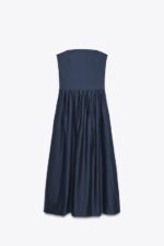 لباس بلند زنانه زارا STRAPLESS POPLIN DRESS
