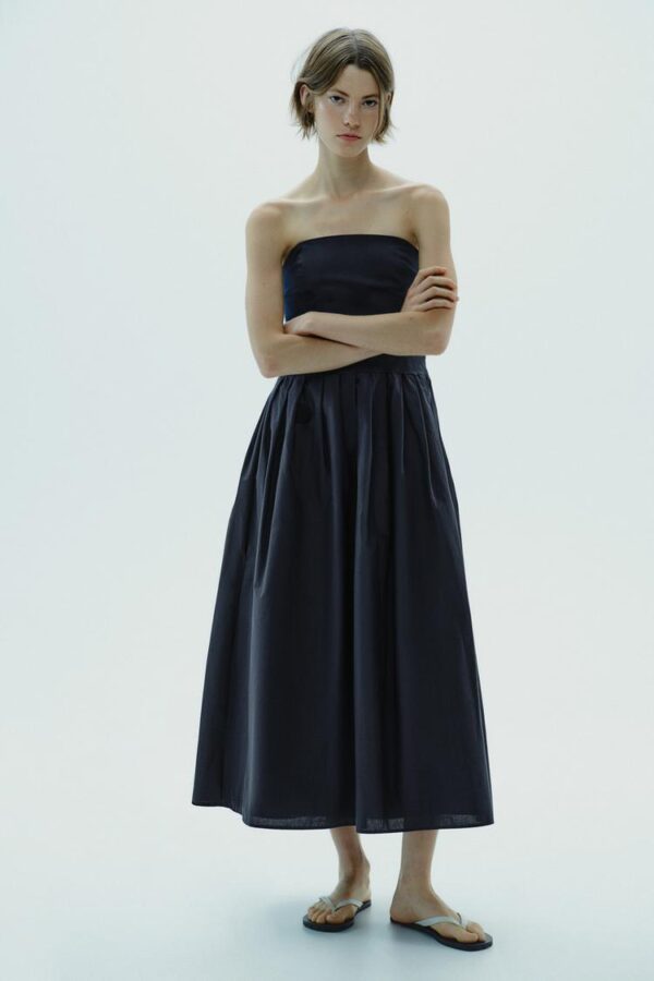 لباس بلند زنانه زارا strapless poplin dress