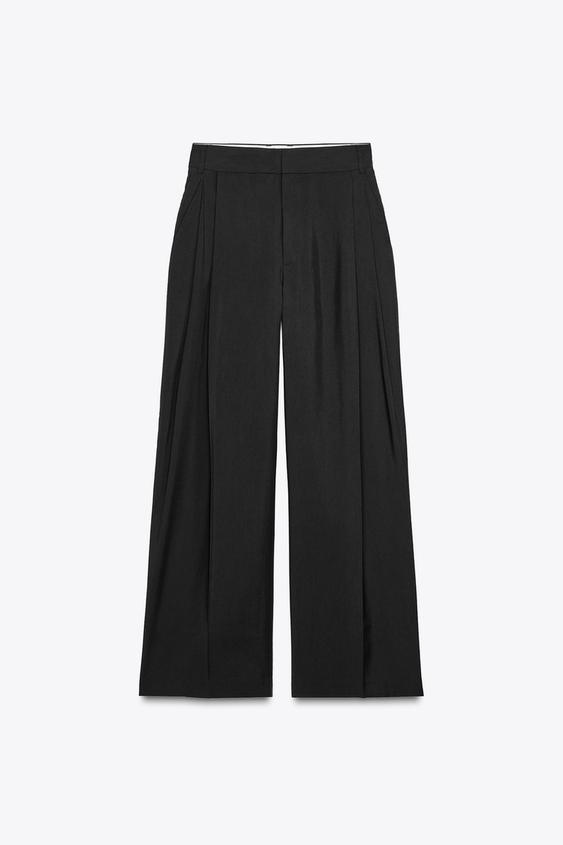 شلوار زنانه زارا double pleat trousers with flaps