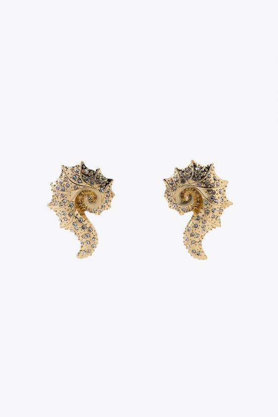 گوشواره زنانه زارا bejewelled conch shell earrings