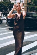 لباس میدی زنانه زارا CRINKLE-EFFECT SATIN MIDI DRESS