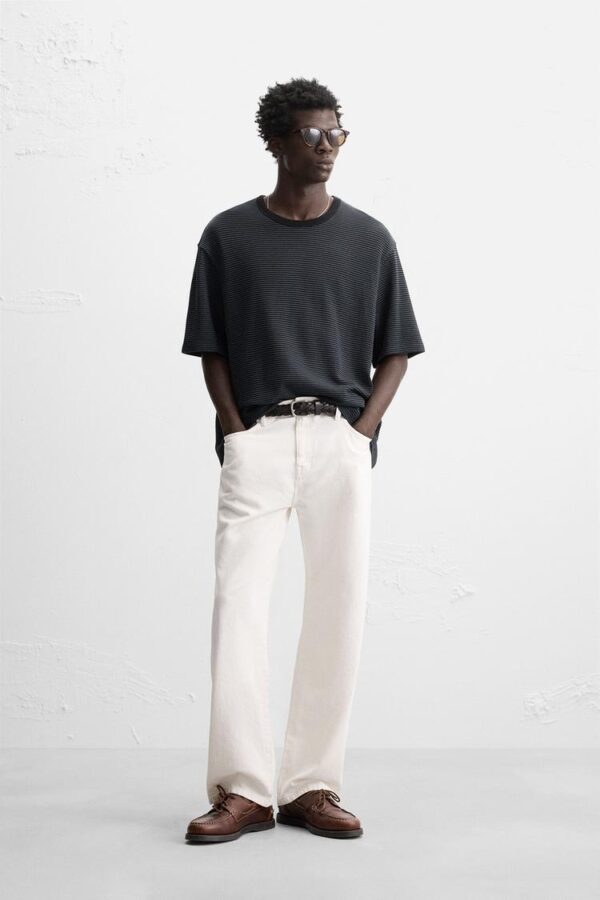 تیشرت مردانه زارا striped jacquard t-shirt
