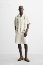 پیراهن مردانه زارا CONTRAST JACQUARD SHIRT