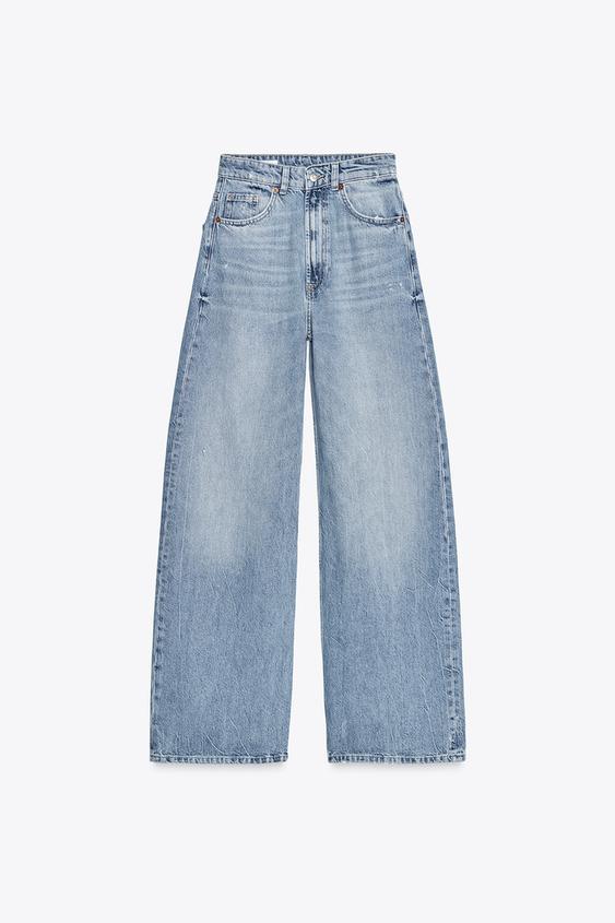 شلوار جین زنانه زارا trf extra wide-leg high-waist jeans
