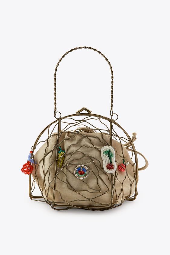 کیف مجلسی زنانه زارا metal multi-charm bag