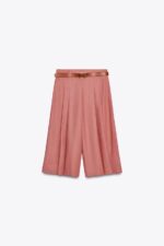 شلوارک لینن زنانه زارا LONG BERMUDA SHORTS WITH BELT IN LINEN BLEND