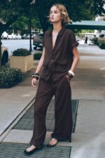 شلوار زنانه زارا WIDE-LEG TROUSERS WITH ELASTIC WAIST