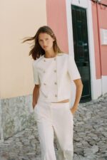 کت آستین کوتاه زنانه زارا SHORT SLEEVE LINEN BLEND BLAZER