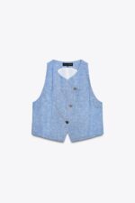 جلیقه لینن زنانه زارا CROSSOVER LINEN BLEND WAISTCOAT